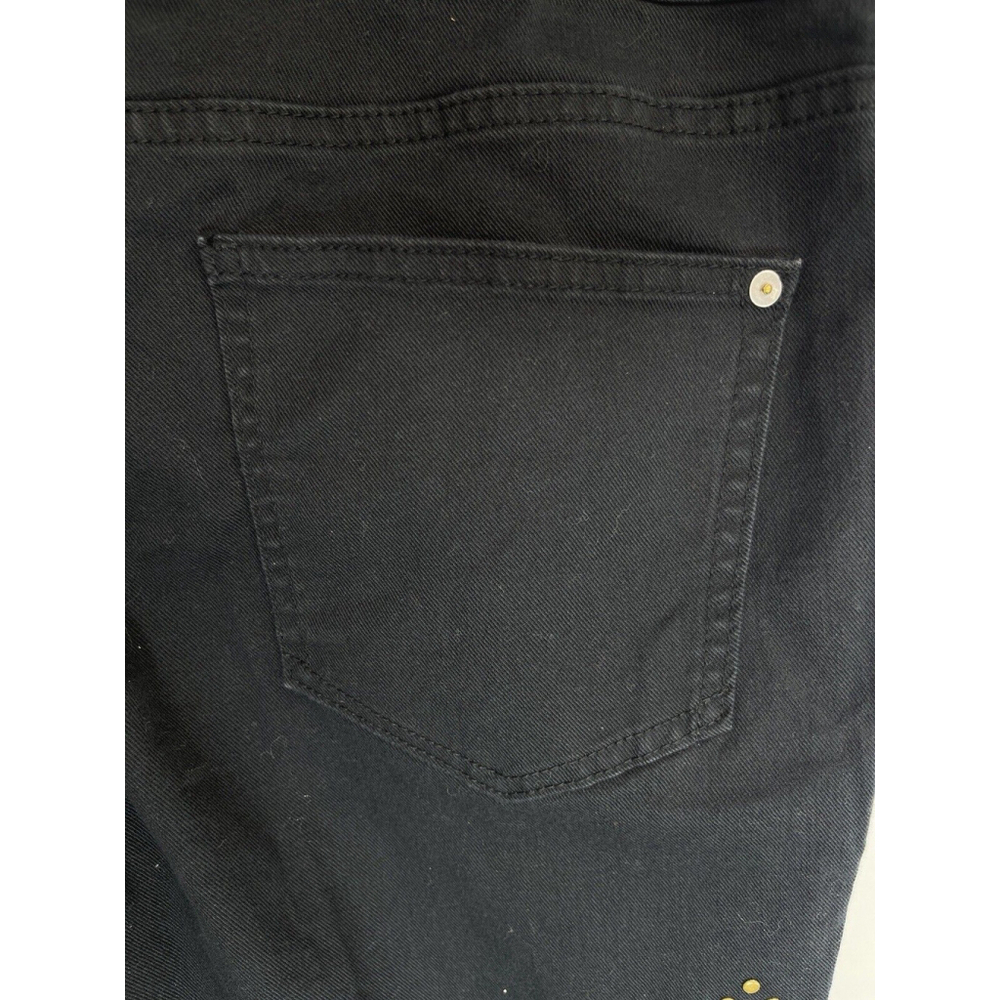 Anthropologie Pilcro Black Cropped Jeans Size 31 The Icon Raw Hem Bronze Studded - Picture 8 of 16